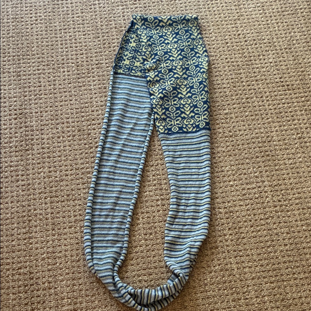 Women's Patterned Blue & Yellow-Green Wrap Scarf